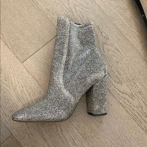 Glitter ankle booties.